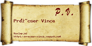 Prácser Vince névjegykártya